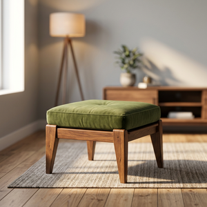 Moderno Taburete Otomano Rectangular de Madera Tapizado y Acolchado para Vestíbulo, Apartamento, Dormitorio, Mesa de Bienvenida - Product Image 3