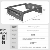 Barres de toit surélevées en acier noir sur mesure pour benne de pick-up, conception anti-roulement avec panneaux MOLLE pour accessoires tout-terrain 4x4