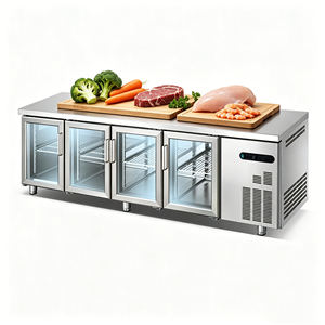 Plan de travail réfrigéré de qualité professionnelle avec porte vitrée et éclairage pour cuisine commerciale intensively utilisée et boucherie - Product Image 6