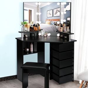Meilleure vente Table de toilette moderne en <span class=keywords><strong>bois</strong></span> éclairée avec tiroirs et coiffeuse à miroir pour meubles de <span class=keywords><strong>chambre</strong></span> à coucher - Product Image 2