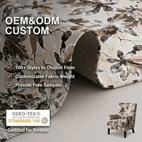 Tissu en velours coupé botanique motif feuille d'érable 450 à 520 g/m² en polyester tricoté, tissu d'ameublement motif feuille d'automne pour canapé, chaise, décoration d'hôtel
