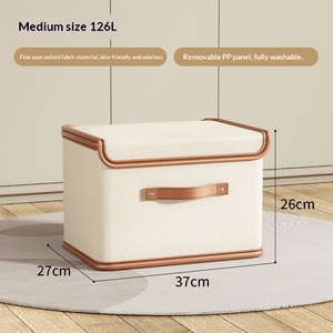 Caja de Almacenamiento de Ropa de Tela Oxford Plástica con Panel Hueco, Diseño Moderno, Lavable, Gran Capacidad, Tapa de una Pieza, Organizador Plegable - Product Image 6
