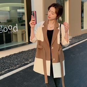 Veste de costume originale pour femme, style patchwork, nouvelle collection printemps-automne, avec épaulettes et coupe large, pour un look élégant - Product Image 3