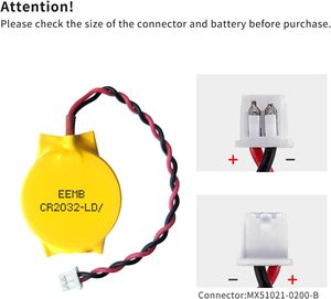 แบตเตอรี่ CMOS CR2032 5 แพ็ค 3V แบตเตอรี่ BIOS เมนบอร์ดพร้อมสายไฟ 2 เส้นและขั้วต่อ MOLEX แบตเตอรี่ทดแทนสำหรับคอมพิวเตอร์ - Product Image 4