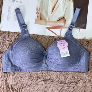 Nouveau sous-vêtement féminin Floral grande taille <span class=keywords><strong>gros</strong></span> buste poitrine Push up respirant soutien-gorge sous-vêtement sans fil - Product Image 3