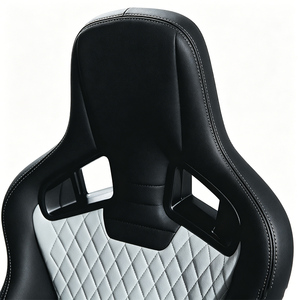 Sillón CS30 de Cuero Negro con Patrón de Diamantes Blancos y Respaldo Ajustable + Rieles <span class=keywords><strong>Deslizantes</strong></span> - Estilo Lujoso Modificado - Product Image 5