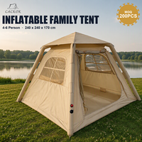 Tente de camping gonflable à prix d'usine avec auvent, tente de glamping pour 4-6 personnes, installation rapide, imperméable, en tissu Oxford, tente d'extérieur