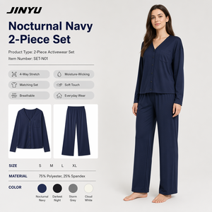 Offerta Deluxe con Stock Locale a Perth, Set per il Sonno Non Tossico, Collo a V con Bottoni, Blu Navy, per Donna, SYD MEL BNE Australia, Vendita all'Ingrosso - Product Image 1