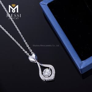 Collier en or blanc 18 carats avec moissanite de 1 carat, pendentif en moissanite pour femme, bijoux Messi - Product Image 4