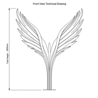 Grande installation artistique en métal pour extérieur, sculpture d'aile abstraite moderne en acier inoxydable sur mesure pour hôtel, villa, centre d'affaires
