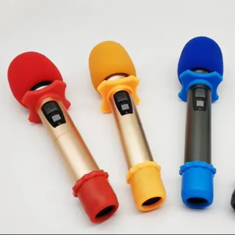 Handheld Microphone Windscreen Foam Cover Anti-Rolling Mic Protection Silicone Ring Bottom Rod Sleeve Holder for KTV DJ Device