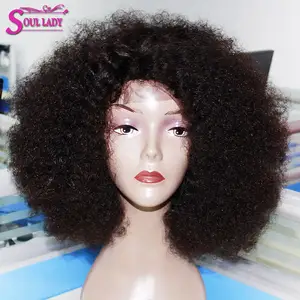 Tam dantel peruk 4X 4 kısa insan saçı peruk Kinky Afro patlama ile Afro peruk brezilyalı saç İsviçre dantel 13X4 büyük Afro Kinky kıvırcık