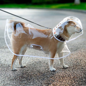Ropa impermeable para perros Chubasquero transparente para mascotas Equipo de lluvia estilo Poncho con sombrero Lluvia - Product Image 2