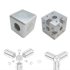 Aluminum Alloy Square Tube Connectors 2020 3030 4040 Die Casting For Industrial Profiles - Product Image 2