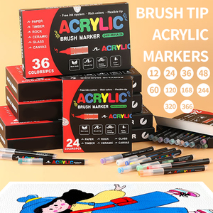 Marcadores de Pintura Acrílica <span class=keywords><strong>Permanente</strong></span> de 24/36 Colores, Rotuladores con Punta de Pincel de 6 mm <span class=keywords><strong>para</strong></span> Madera, Roca, <span class=keywords><strong>Vidrio</strong></span>, Lienzo, Piedra, Tela, Metal y Cerámica - Product Image 4
