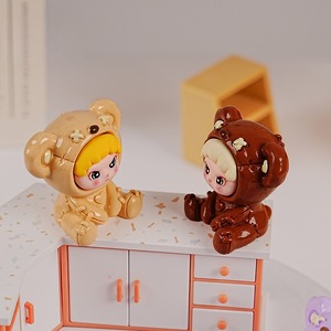 Venta al por mayor de abalorios de resina 3D para llaveros, bonitos colgantes de flores de oso de dibujos animados y conejo flocado, accesorios de resina para bebés Microland - Product Image 3