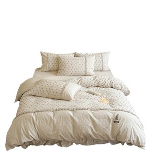 1688 X Cotton Linen Four-Piece <b>Bedding</b> <b>Set</b> With Lace Trim Breathable For All Seasons - Product Image 5
