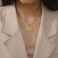 Collier Myshape Carte d'Afrique Lion Crinière Roi de la Jungle Bijoux Tribaux Égyptiens Pendentif Animal en Acier Inoxydable