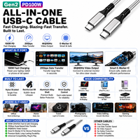 LUNG KAY Kabel USB 3.2 Gen 2x2 20Gbps 100W PD Pengisian Cepat dengan Chip E-Marker Dukungan Video 4K 60Hz untuk Enclosure SSD MacBook