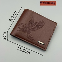Dompet pendek ritsleting kulit lembut penampilan tinggi dengan desain elang geometris diskon besar perjalanan lintas batas poliester terbuka