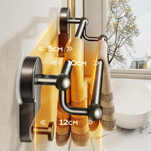 ราวแขวนผ้าขนหนูแบบดูดติดผนัง สีเทาเมทัลลิก แบบเดี่ยว/คู่ ปรับระดับได้ สำหรับห้องน้ำ วัสดุ ABS และเหล็กคาร์บอน ดีไซน์ทันสมัย - Product Image 2