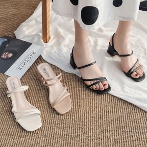 รองเท้าแตะส้นสูงแบบมีสายรัดสำหรับหน้าร้อน3สีรองเท้าแตะชายหาดรองเท้าแตะรองเท้าแตะใส่ในรีสอร์ทมีขนาดใหญ่ - Product Image 1