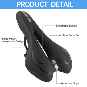AQ3020 selle en cuir PU noir de haute qualité vtt/route/selles de vélo pliantes dame/hommes sièges de vélo souples - Product Image 3
