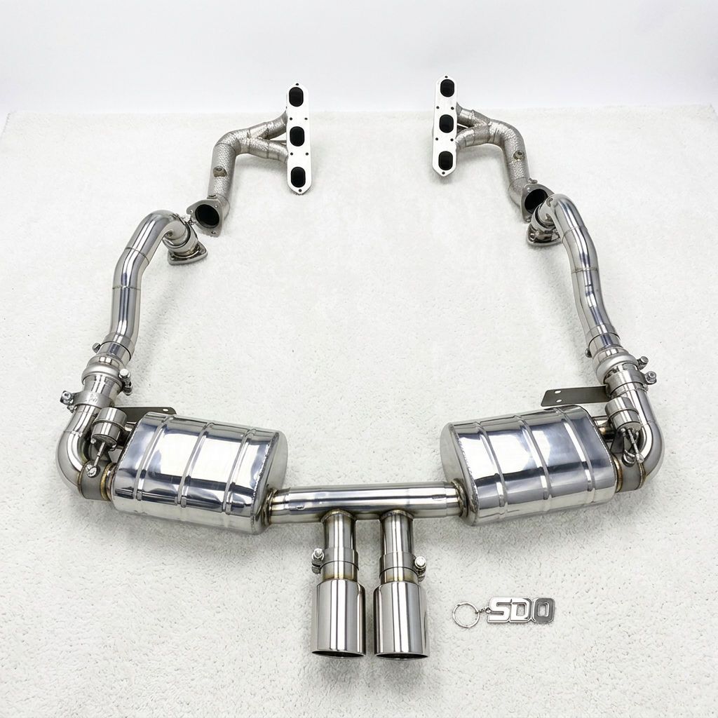 VantaFlow Stainless Steel Full Exhaust System for Porsche 981 Boxster Cayman 2.7L 3.4L 2012-2016 with Manifold Vacuum Valve Control
