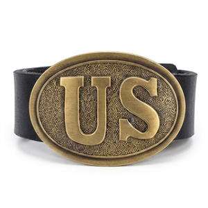 Cinturón de Cuero Negro Premium para Hombre, Estilo Heritage con Emblema U, Hebilla Ovalada de Latón Envejecido, Diseño Auténtico y Duradero para Cualquier Ocasión - Product Image 1