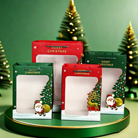 Weihnachtliche Goldgeprägte Transparente Geschenktüte mit Seilgriff Weihnachtsmann-Rentier-Design - Weiße Kartonverpackung