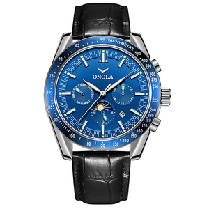ONOLA 6835 Luxury Sport Mechanical Watch with Leather Strap Customized Logo Waterproof <b>Automatic</b> <b>Chronograph</b> & Calendar - Product Image 6