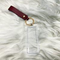Porte-clés transparent 1x3 pour photos, avec sangle en cuir, support photo, porte-clés en acrylique, cadeaux DIY d'anniversaire
