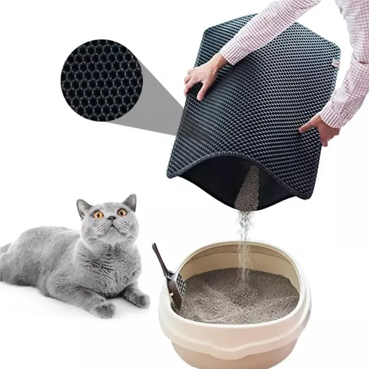 Trampero de arena para gatos, esterilla de doble capa de EVA resistente al agua, tamaño grande, almohadilla de limpieza Premium