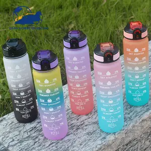 High Quality 1000ml BPA Free Tritan Outdoor Gym Fitness Plastic Sports Motivational Water Bottles With Time Marker