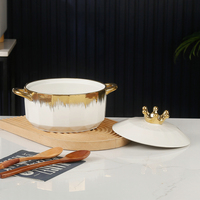Pot à soupe rond de luxe créatif en céramique, pot multifonctionnel pour la maison, ensemble de 6 bols en céramique