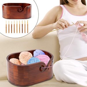 Wood <strong>Knitting</strong> Yarn Bowl Crochet Yarn Holder with 9 Pcs <strong>Knitting</strong> Hooks Wood <strong>Storage</strong> Crochet Bowl for Crocheting <strong>Knitting</strong> Lovers - Product Image 3