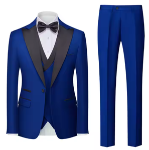 Completo Elegante da <span class=keywords><strong>Uomo</strong></span> in Lana di Alta Qualità, Vestito Formale <span class=keywords><strong>Slim</strong></span> <span class=keywords><strong>Fit</strong></span> <span class=keywords><strong>Blu</strong></span> Traspirante Antistatico con Zip per Adulti - Product Image 4