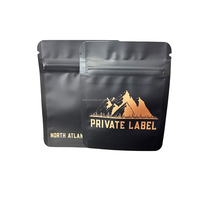 Sac en Mylar imprimé personnalisé 3.5g pour produits alimentaires, anti-odeur, emballage noir mat avec fermeture à glissière, mini pochette plate, sac en aluminium avec fermeture éclair