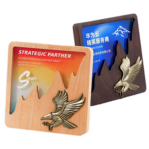 Placa de madera personalizada al por mayor, impresión UV personalizada, grabado, cristal, metal, águila, Medalla creativa, trofeo de placa de premio de nogal/<span class=keywords><strong>haya</strong></span> - Product Image 1