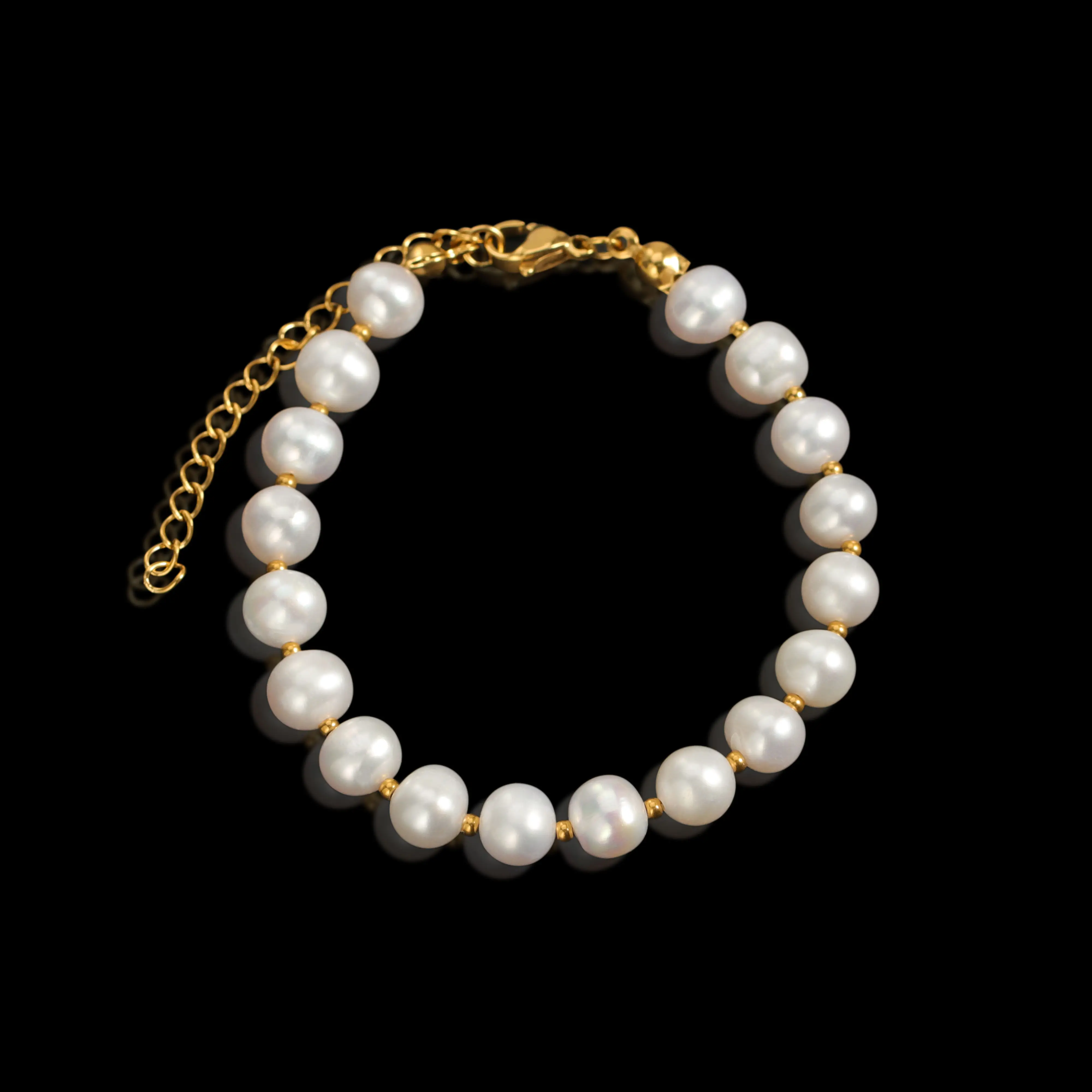 Non Tarnish 18K Gold Plated Beads Rose Quartz Green Aventurine Stone Freshwater Pearl Bracelet