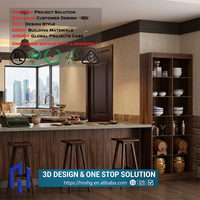 Îlot de cuisine modulaire de luxe personnalisé HG en mélamine avec évier et robinet, design moderne, plan de travail en quartz