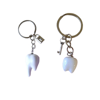 Porte-clés créatifs en alliage de zinc avec simulation 3D de dents en céramique, style animal, imprimés en typographie, cadeaux pour activités de clinique dentaire