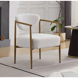 White Teddy Velvet Chair With <b>Foam</b> Cushion Living Room Bedroom Chair - Product Image 1