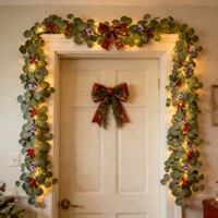 Guirlande de verdure artificielle avec baies rouges, chemin de table, décoration de cheminée et de rampe d'escalier pour fêtes de Noël, décoration de maison et de ferme