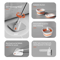 HOLAMOPA Ensemble de serpillière triangulaire pliable et peu encombrante, système de nettoyage de sol plat en microfibre rotatif à 360° pour les coins de la maison