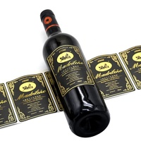 Étiquettes autocollantes personnalisées en vinyle pour bouteilles de vin, avec estampage à chaud doré, adhésives, en feuille d'or, pour emballage de bouteilles de vin rouge