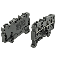 Morsetto a gabbia grigio a 3 conduttori con terminale passante, nuovo di zecca, originale tedesco, in stock, per guida DIN 4mm², modello 2004-1301