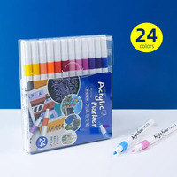 Papeterie scolaire, aquarelle à double pointe, 12, 36, 24, marqueurs d'art à pointe fine, ensemble de peinture, calligraphie, stylo pinceau noir non toxique pour enfants