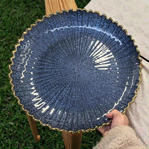 Fabricant de verrerie Vente en gros <span class=keywords><strong>Grand</strong></span> bol en verre de couleur bleu antique turc avec bord doré Fklower - Product Image 4