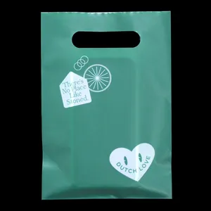 مخصص تصميم تحلل التسوق التعبئة والتغليف كيس مقصوص البضائع مقبض حقائب بلاستيكية قابلة لإعادة التدوير مع شعار طباعة
